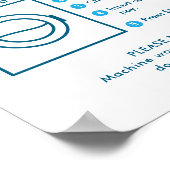 Laundromat Washer Instructions Wall Sign Poster ポスター (角)