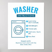Laundromat Washer Instructions Wall Sign Poster ポスター (正面)