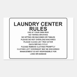'Laundry Center Rules' Laundromat Overlay Black 長方形シール