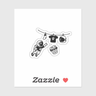 “Laundry Day in Space Minimal Cosmic Humor Design" シール