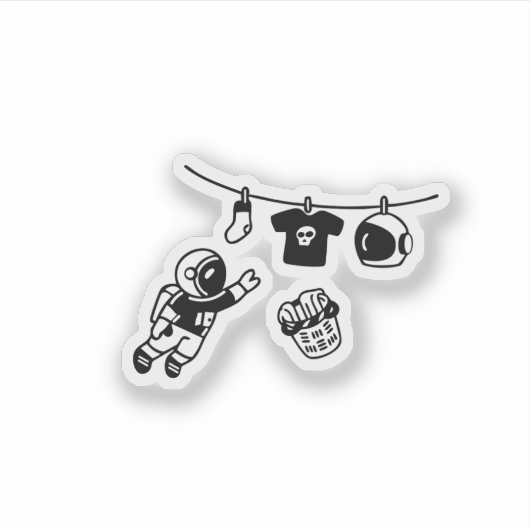 “Laundry Day in Space Minimal Cosmic Humor Design" シール (正面)