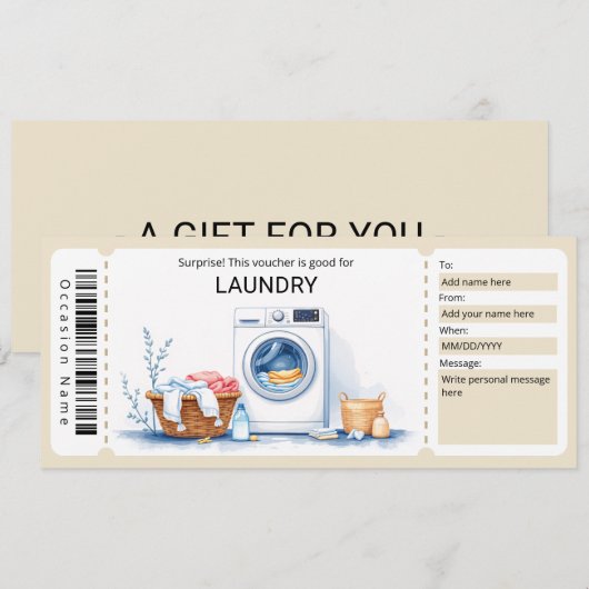 Laundry Gift Certificate  招待状 (正面/裏面)