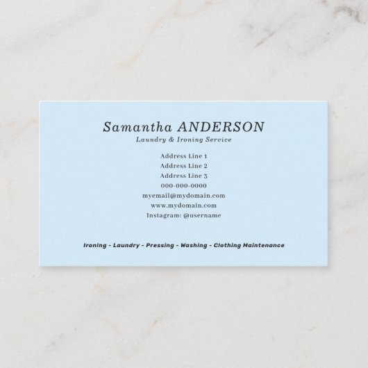 Laundry & Ironing Services 名刺 (裏面)