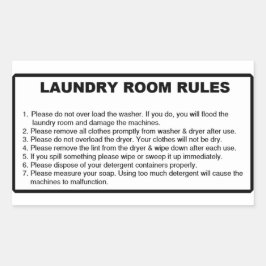 'Laundry Rules' Laundromat Overlay Black 長方形シール
