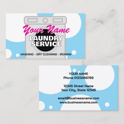 Laundry service dry cleaner business card template 名刺 (正面/裏面)
