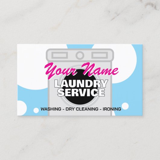 Laundry service dry cleaner business card template 名刺 (正面)