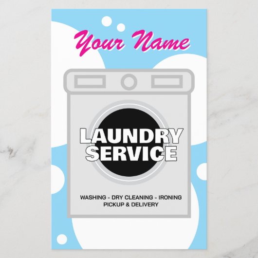Laundry service dry cleaner laundromat business チラシ (正面)