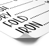 Laundry Sign Sort Wash Dry Fold Iron Funny ポスター (角)