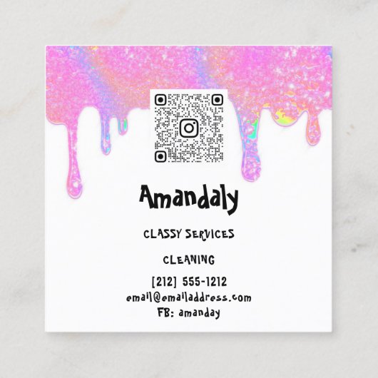 Laundry Washing Cleaning Service QR Code White スクエア名刺 (裏面)