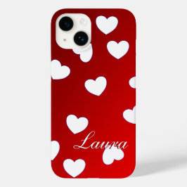 Laura – お名前のテンプレート赤の白いハート Case-Mate iPhone 14ケース