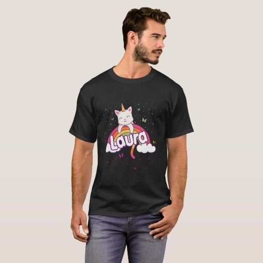 Laura Adorable Name With Beautiful Caticorn Tシャツ (正面フル)