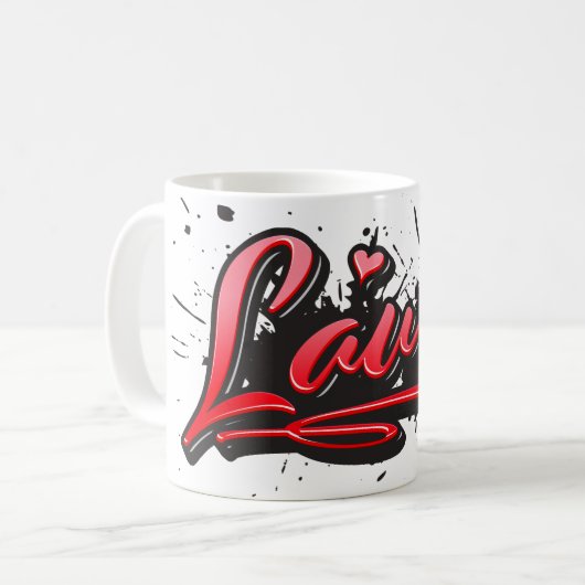 Laura red Heart Graffiti Tasse Kaffeetasse コーヒーマグカップ (正面左)