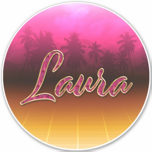 Laura Vorname Name golden pink Aufkleber Sticker シール (正面)
