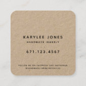 Laurelリーフ素朴手作りスクリプト スクエア名刺 (裏面)