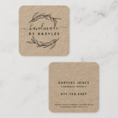 Laurelリーフ素朴手作りスクリプト スクエア名刺 (正面/裏面)