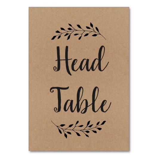 Laurel素朴 Table Sign in Kraft紙 テーブルナンバー (正面)