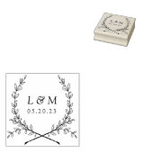 Laurel エレガント Monogram Wedding Save the Date ラバースタンプ (押印)