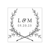 Laurel エレガント Monogram Wedding Save the Date ラバースタンプ (インプリント)