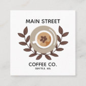 Laurel and Coffee Cup Small Business スクエア名刺 (正面)