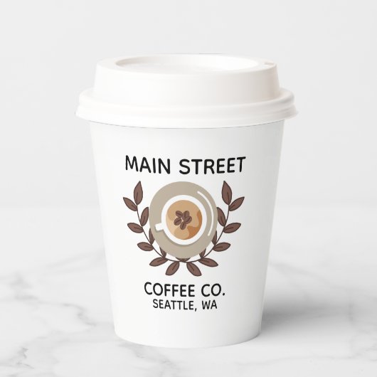 Laurel and Coffee Cup Small Business 紙コップ (正面)