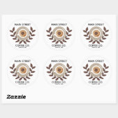 Laurel and Coffee Cup Small Business Sticker ラウンドシール (シート)