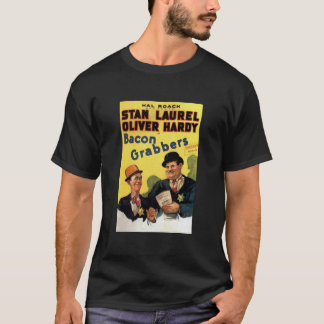 Laurel and Hardy. Bacon Grabbers. Movie Poster. Cl Tシャツ
