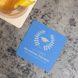Laurel Graduation Party Paper Coaster Custom Name スクエアペーパーコースター<br><div class="desc">Celebrate graduation with a personalized laurel wreath graduation party paper coaster. This elegant blue design features a graduation cap surrounded by classic laurel leaves with a customizable graduate name, school, and class year. Perfect for graduation parties, open houses, senior celebrations, and class of 2026 events. Stylish and practical party decor...</div>