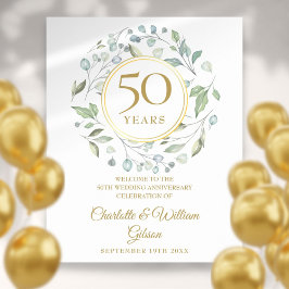 Laurel Greenery 50th Anniversary Welcome Sign ポスター