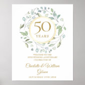 Laurel Greenery 50th Anniversary Welcome Sign ポスター (正面)