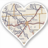 Laurel Mississippi Vintage Map シール (正面)