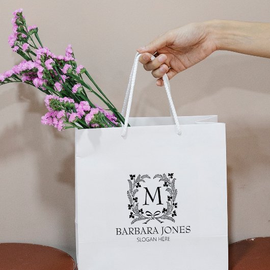 Laurel Monogram、モダンSmall Business Large ラバースタンプ