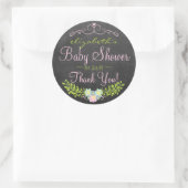 Laurel on Chalkboard Look Pink and Green ラウンドシール (バッグ)