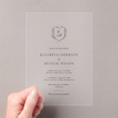 Laurel Wreath Crest Minimalist Classic Wedding アクリル招待状 (インサイチュ (ポータブル))