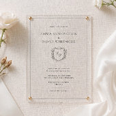 Laurel Wreath & Crest Minimalist Elegant Wedding アクリル招待状