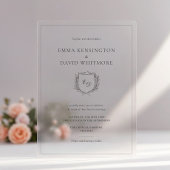 Laurel Wreath & Crest Minimalist Elegant Wedding アクリル招待状
