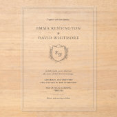 Laurel Wreath & Crest Minimalist Elegant Wedding アクリル招待状 (正面)