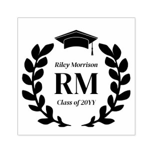 Laurel Wreath Monogram Graduate Class Of ラバースタンプ