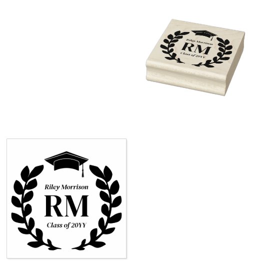 Laurel Wreath Monogram Graduate Class Of ラバースタンプ (押印)
