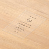 Laurel Wreath Wedding Crest Minimalist アクリル招待状 (レイダウン)