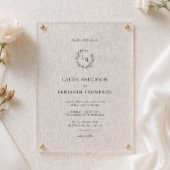 Laurel Wreath Wedding Crest Minimalist アクリル招待状