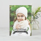 Laurelsモダンとリボンクリスマスフォト金ゴールド シーズンカード (スタンド正面)