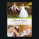 Laurels's エレガント Thank You Photo Flat Card サンキューカード<br><div class="desc">ローレエレガントルの結婚感謝の写真フラットカード。ご注意：この画像はデザインのみ。購入する前に自分の写真に置き換えて下さい。この3枚の写真結婚のサンキューカードは自分の写真とカスタマイズ文字と一緒にすることができる。クリーム/アイボリーの背景（前面と背面）。背中は、望ましい望みのために書を可能に感謝していプレーンもしクリームのデザイン。「結婚」を感謝していスタイルで送る！</div>