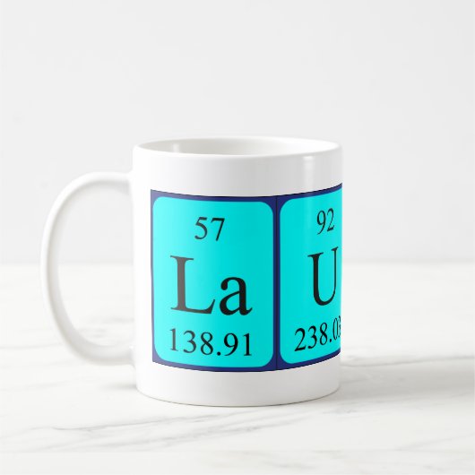 Laurenの周期表の名前のマグ コーヒーマグカップ (左)