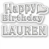 Lauren Happy Birthday silver Aufkleber Sticker シール (正面)