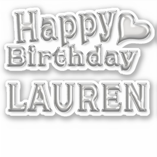 Lauren Happy Birthday silver Aufkleber Sticker シール (正面)