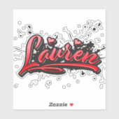 Lauren red Heart Graffiti Aufkleber Sticker シール (シート)