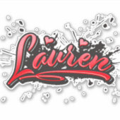 Lauren red Heart Graffiti Aufkleber Sticker シール (正面)