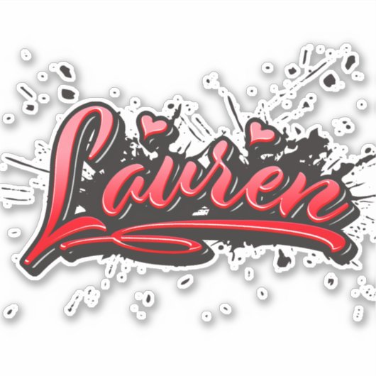 Lauren red Heart Graffiti Aufkleber Sticker シール (正面)