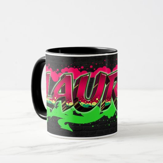 Lauren Vorname Name Graffiti red green Tasse マグカップ (正面左)