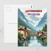 Lauterbrunnen Switzerland vintage Travel Art ポストカード (正面/裏面)